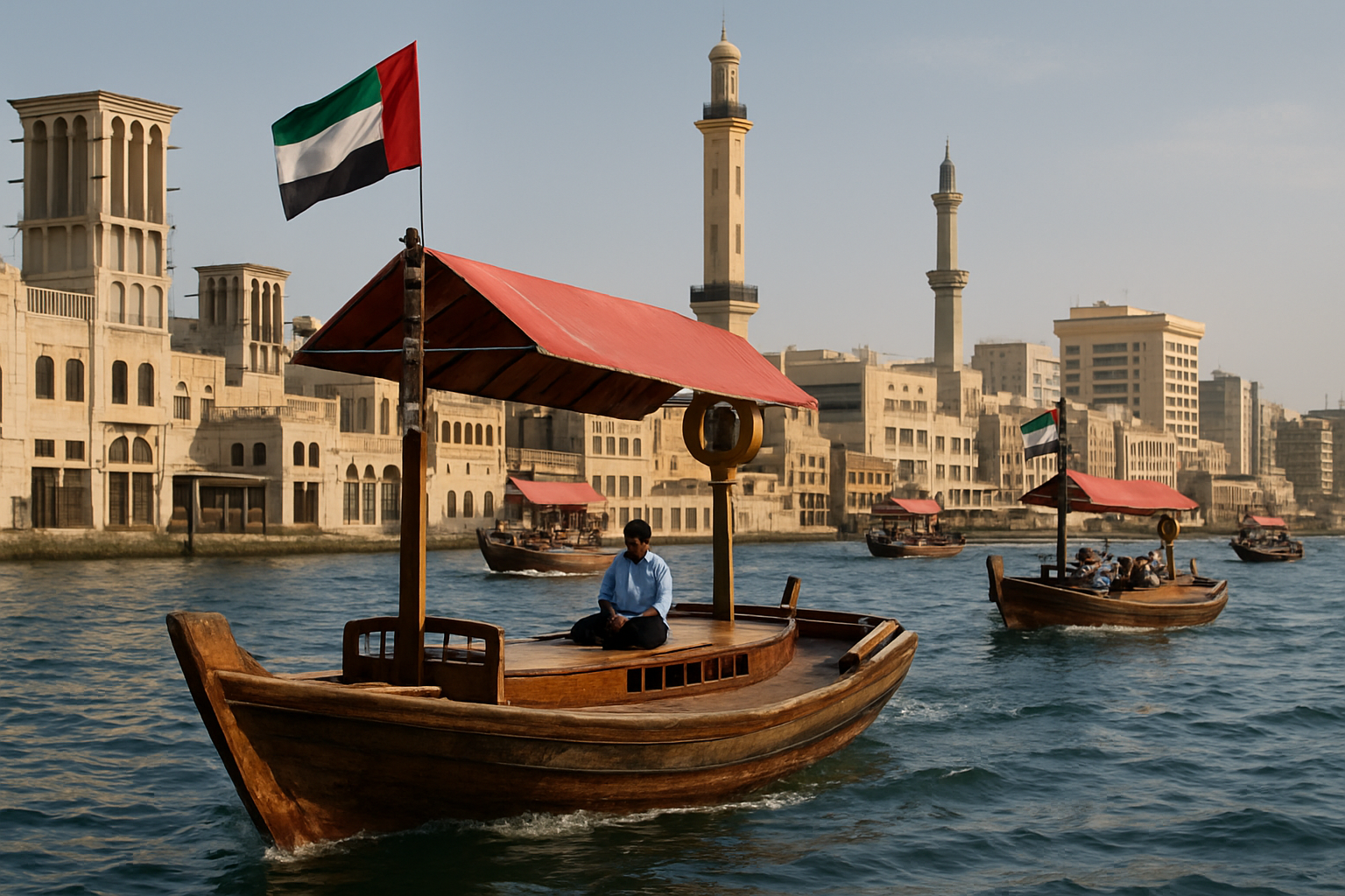 Traditional abra boats on Dubai Creek